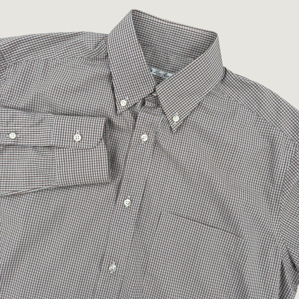 Loro Piana Check Button Down Shirt Mens Medium 15.5 39 Cotton Italy Made Luxury